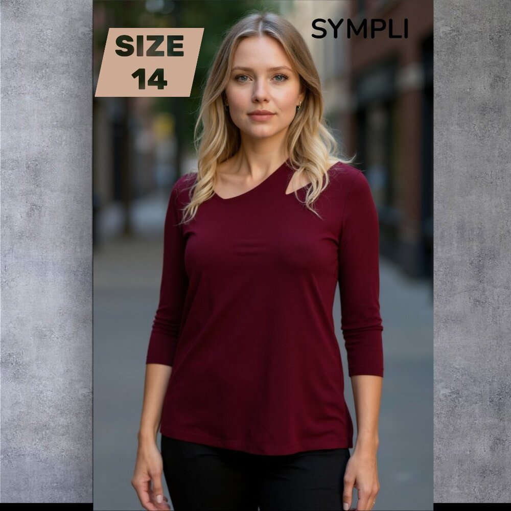 SYMPLI - Cutting Edge Top - Pomegranate - Size 14 - NWT